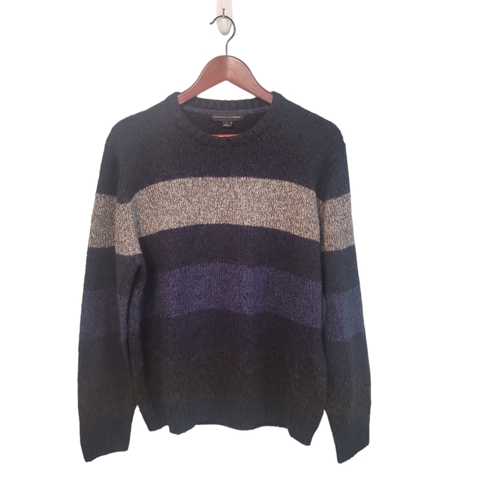 Tricots St Raphael Mens Wool Blend Preppy Designer Crewneck‎ Sweater Size Large